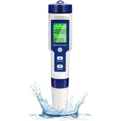ABYSSE Appareil Portable 5 En 1 De Mesure De La Qualité De L'Eau, Ph-mètre Haute Précision Pour La Mesure Du Ph, De La Salinité, De La Température, Du Tds Et De La Ce, Avec Écran Rétroéclairé, Étanche Ip67 - Publicité ABYSSE Appareil Portable 5 En 1 De Mesure De La Qualité De L'Eau, Ph-mètre Haute Précision Pour La Mesure Du Ph, De La Salinité, De La Température, Du Tds Et De La Ce, Avec Écran Rétroéclairé, Étanche Ip67 - Publicité