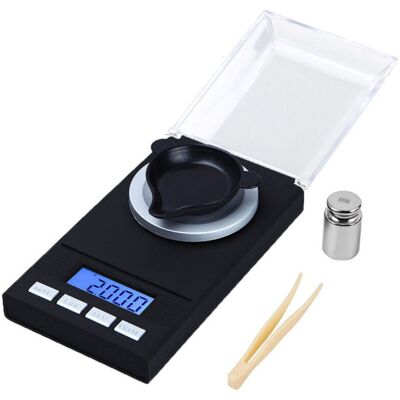 OEM Balance De Precision Milligrammes 20 X 0.001g Mini Balance De Bijoux Professionnelle, Balance De Cuisine Avec Étui, Pince À Épiler, Plateau - Publicité OEM Balance De Precision Milligrammes 20 X 0.001g Mini Balance De Bijoux Professionnelle, Balance De Cuisine Avec Étui, Pince À Épiler, Plateau - Publicité