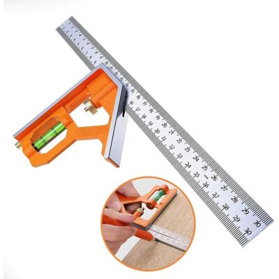 Melissa Règle D'Angle De Combinaison Angle Combiné En Acier Inoxydable 300 Mm Équerre Dombinée Règle De Positionnement Avec Niveau À Bulle Outil De Menuisier Pour Mesures D'Angle De Charpentier À 45 ° / 90 ° - Publicité Melissa Règle D'Angle De Combinaison Angle Combiné En Acier Inoxydable 300 Mm Équerre Dombinée Règle De Positionnement Avec Niveau À Bulle Outil De Menuisier Pour Mesures D'Angle De Charpentier À 45 ° / 90 ° - Publicité