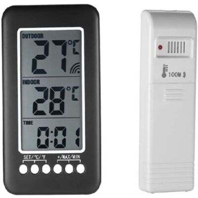 ABYSSE Thermomètre Intérieur Et Extérieur Sans Fil 2 En 1 – Affichage Lcd – Plage De -30 °c À 70 °c – Transmetteur Jusqu'à 100m - Publicité ABYSSE Thermomètre Intérieur Et Extérieur Sans Fil 2 En 1 – Affichage Lcd – Plage De -30 °c À 70 °c – Transmetteur Jusqu'à 100m - Publicité