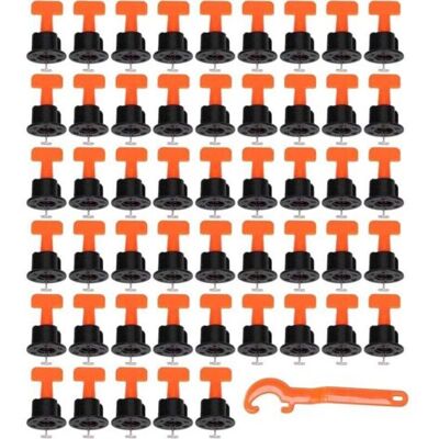ABYSSE Kit De Système De Nivellement De Carrelage Réutilisable 100 Pcs. Niveleur De Tuile En T Et 1 Pièce. Clé D'Espacement 2-8 Mm / Épaisseur 5-18 Mm Construction De Paroi En Céramique - Publicité ABYSSE Kit De Système De Nivellement De Carrelage Réutilisable 100 Pcs. Niveleur De Tuile En T Et 1 Pièce. Clé D'Espacement 2-8 Mm / Épaisseur 5-18 Mm Construction De Paroi En Céramique - Publicité