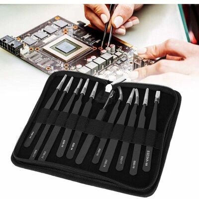 SANS MARQUE Ensemble De Pincettes De Précision De 11 Pièces, Kit De Pincettes Antistatiques Esd À Arc Droit En Acier Inoxydable À Haute Dureté Avec Sac Portable - Publicité SANS MARQUE Ensemble De Pincettes De Précision De 11 Pièces, Kit De Pincettes Antistatiques Esd À Arc Droit En Acier Inoxydable À Haute Dureté Avec Sac Portable - Publicité