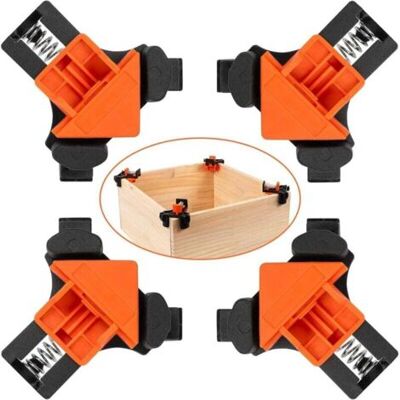 ABYSSE Lot De 4 Pinces D'Angle À 90 Degrés, Clip D'Angle Pour Le Travail Du Bois, Fixateur De Clip À Angle Droit, Outil De Serrage Avec Outils Manuels Réglables (orange + Noir) - Publicité ABYSSE Lot De 4 Pinces D'Angle À 90 Degrés, Clip D'Angle Pour Le Travail Du Bois, Fixateur De Clip À Angle Droit, Outil De Serrage Avec Outils Manuels Réglables (orange + Noir) - Publicité