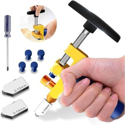ABYSSE Kit D'Outils De Coupe De Verre 2 En 1,qualité Supérieure 3mm-15mm, Outil De Coupe De Verre Pour Coupe De Verre/miroir/vitrail Avec 2 Têtes Supplémentaires,4 Embouts De Pression Et Un Tournevis - Publicité ABYSSE Kit D'Outils De Coupe De Verre 2 En 1,qualité Supérieure 3mm-15mm, Outil De Coupe De Verre Pour Coupe De Verre/miroir/vitrail Avec 2 Têtes Supplémentaires,4 Embouts De Pression Et Un Tournevis - Publicité
