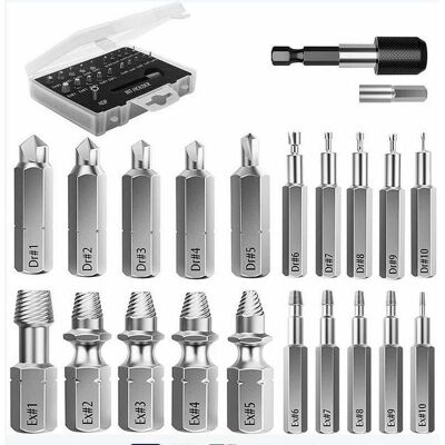 SANS MARQUE Kit D'Extracteur De Vis Cassé, 22 Pcs Outils D'Extraction Améliorés En Acier Allié Hss 4341 Avec Mèches 2 Porte-embouts D'Extension Magnétique Adaptateur De Prise Pour Boulon Endommagé, Noir - Publicité SANS MARQUE Kit D'Extracteur De Vis Cassé, 22 Pcs Outils D'Extraction Améliorés En Acier Allié Hss 4341 Avec Mèches 2 Porte-embouts D'Extension Magnétique Adaptateur De Prise Pour Boulon Endommagé, Noir - Publicité