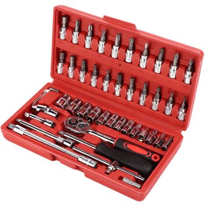 MOXIE Sjlerst Jeu De Clés À Cliquet,kit De Clés À Douille 46 Pièces/ensemble, Cliquet D'Entraînement 1/4 Pouces, Outil De Réparation De Voiture De Garage Métrique - Publicité MOXIE Sjlerst Jeu De Clés À Cliquet,kit De Clés À Douille 46 Pièces/ensemble, Cliquet D'Entraînement 1/4 Pouces, Outil De Réparation De Voiture De Garage Métrique - Publicité