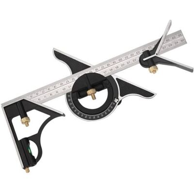 ABYSSE Équerre Combinée En Métal Règle De Menuiserie Multifonction Règle D'Angle De Combinaison Avec Rapporteur D'Angle À Niveau À Nulle Tête Droite 300 Mm - Publicité ABYSSE Équerre Combinée En Métal Règle De Menuiserie Multifonction Règle D'Angle De Combinaison Avec Rapporteur D'Angle À Niveau À Nulle Tête Droite 300 Mm - Publicité