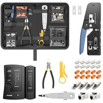 Scotch Kit D'Outils Réseau, Pince À Sertir Rj45 Traversante Pour Câbles Cat7, Cat6, Cat5 Avec 4 Connecteurs Réseau Cat7 Sans Outil, 10 Connecteurs Rj45, Outil De Perforation Lsa, Testeur De Réseau Pour Câble - Publicité Scotch Kit D'Outils Réseau, Pince À Sertir Rj45 Traversante Pour Câbles Cat7, Cat6, Cat5 Avec 4 Connecteurs Réseau Cat7 Sans Outil, 10 Connecteurs Rj45, Outil De Perforation Lsa, Testeur De Réseau Pour Câble - Publicité
