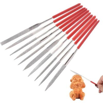 KOMIRO 10 Pièces Limes Aiguille Diamant, Mini Fichier D’aiguilles Set Pour Le Travail De Précision Ensemble - Publicité KOMIRO 10 Pièces Limes Aiguille Diamant, Mini Fichier D’aiguilles Set Pour Le Travail De Précision Ensemble - Publicité