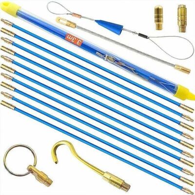 ABYSSE Tire-câble Électrique 33 Cm X 10 Pièces, Ensemble De Tiges En Fibre De Verre, Kit D'Installation De Câble Rétractable Dans Un Coffret En Plastique - Publicité ABYSSE Tire-câble Électrique 33 Cm X 10 Pièces, Ensemble De Tiges En Fibre De Verre, Kit D'Installation De Câble Rétractable Dans Un Coffret En Plastique - Publicité