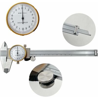 NO BRAND Pair - Cadran Étriers 0-150mm 0.02mm Haute Précision Industrie Acier Inoxydable Vernier Caliper Pied À Coulisse À Cadran Outil De Mesure Métrique Antichoc - Publicité NO BRAND Pair - Cadran Étriers 0-150mm 0.02mm Haute Précision Industrie Acier Inoxydable Vernier Caliper Pied À Coulisse À Cadran Outil De Mesure Métrique Antichoc - Publicité