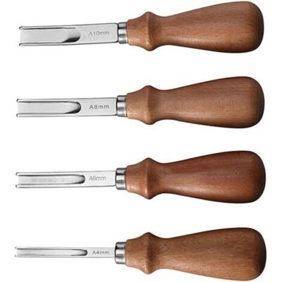 ABYSSE 4pcs Couteau À Parer En Cuir, Outil De Maroquinerie Avec Manche En Bois 4mm, 6mm, 8mm, 10mm Outils Pour Parer Les Bords Du Cuir Pour Le Travail Du Cuir Pour Biseauter Couper Découper Et Marquag - Publicité ABYSSE 4pcs Couteau À Parer En Cuir, Outil De Maroquinerie Avec Manche En Bois 4mm, 6mm, 8mm, 10mm Outils Pour Parer Les Bords Du Cuir Pour Le Travail Du Cuir Pour Biseauter Couper Découper Et Marquag - Publicité