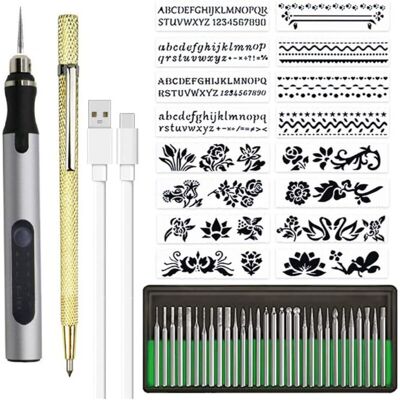 FOGSHIELD Kit De Gravure Diy Sans Fil Et Rechargeable Avec Stylo Micro-graveur Pour Métal, Verre, Et Plastique, Comprenant 30 Embouts, Et 1 Stylo Traceur, Argent - Publicité FOGSHIELD Kit De Gravure Diy Sans Fil Et Rechargeable Avec Stylo Micro-graveur Pour Métal, Verre, Et Plastique, Comprenant 30 Embouts, Et 1 Stylo Traceur, Argent - Publicité
