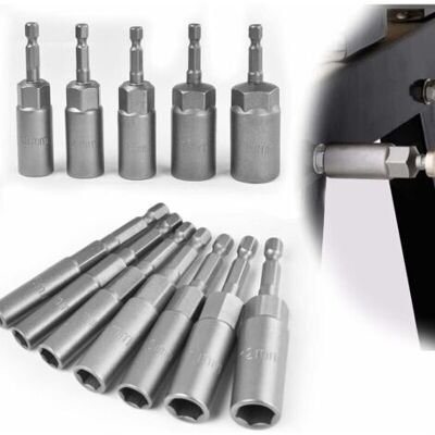 ABYSSE 12 Pcs Douille Visseuse Magnétique 6-19mm Douille Visseuse À Choc En Acier Allié Au Chrome Vanadium Adaptateur Hexagonal Magnétique Pour Tournevis Électrique, Clé À Douille - Publicité ABYSSE 12 Pcs Douille Visseuse Magnétique 6-19mm Douille Visseuse À Choc En Acier Allié Au Chrome Vanadium Adaptateur Hexagonal Magnétique Pour Tournevis Électrique, Clé À Douille - Publicité