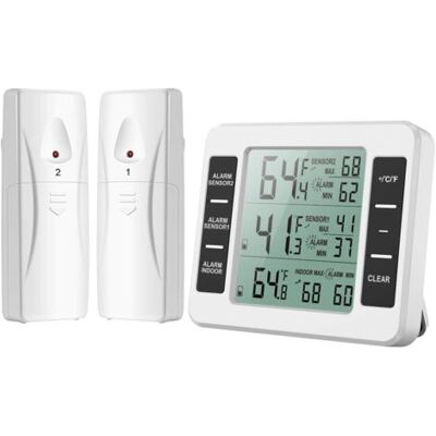 ABYSSE Thermomètre De Réfrigérateur Avec Alarme De Congélateur, Thermomètre Intérieur Et Extérieur Sans Fil Avec 2 Capteurs - Publicité ABYSSE Thermomètre De Réfrigérateur Avec Alarme De Congélateur, Thermomètre Intérieur Et Extérieur Sans Fil Avec 2 Capteurs - Publicité