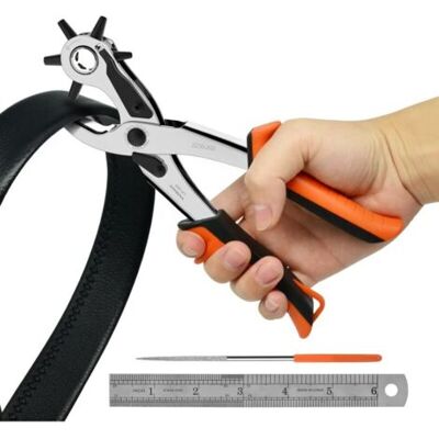 ABYSSE Pince Perforatrice, Pince Perforatrice Cuir 6 Tailles De Poinçon Interchangeables Et Poinçon Rotatif, Pour Cuir, Bacelets De Montre, Sangles, Colliers De Chien, Selles, Chaussures - Publicité ABYSSE Pince Perforatrice, Pince Perforatrice Cuir 6 Tailles De Poinçon Interchangeables Et Poinçon Rotatif, Pour Cuir, Bacelets De Montre, Sangles, Colliers De Chien, Selles, Chaussures - Publicité