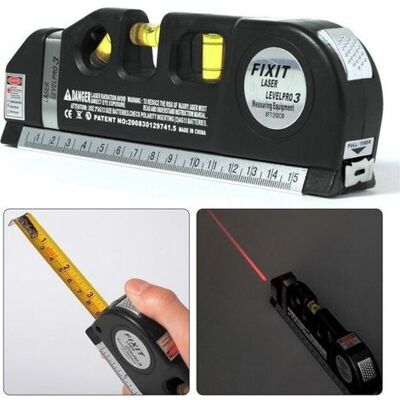 FANGMEDIA Niveau À Bulle Laser, Outil De Mesure Laser Polyvalent, 2,5 M, Mètre Ruban, Règle Ruban Standard Et Métrique - Publicité FANGMEDIA Niveau À Bulle Laser, Outil De Mesure Laser Polyvalent, 2,5 M, Mètre Ruban, Règle Ruban Standard Et Métrique - Publicité