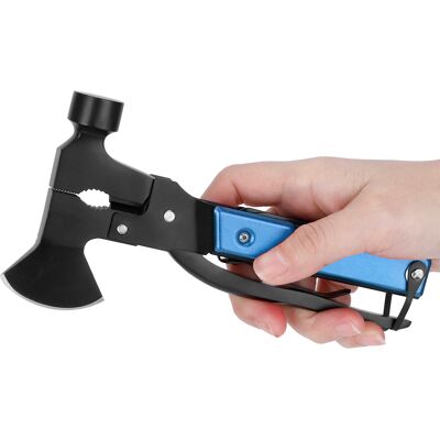 MCKENSA Hache-marteau Multifonction 15 En 1 Pour Le Camping Et La Survie : Tournevis, Pince, Ouvre-bouteille (bleu) - Publicité MCKENSA Hache-marteau Multifonction 15 En 1 Pour Le Camping Et La Survie : Tournevis, Pince, Ouvre-bouteille (bleu) - Publicité