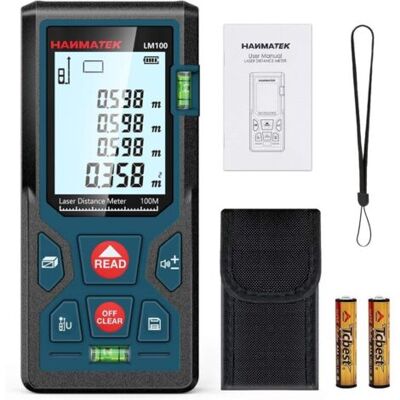 ABYSSE Télémètre Laser Numérique,lm100 100m Mètre Laser Numérique,mesure Du Théorème De Longueur/zone/volume/théorème De Pythagore Avec Rétroéclairage Lcd, Ip54(100m) - Publicité ABYSSE Télémètre Laser Numérique,lm100 100m Mètre Laser Numérique,mesure Du Théorème De Longueur/zone/volume/théorème De Pythagore Avec Rétroéclairage Lcd, Ip54(100m) - Publicité
