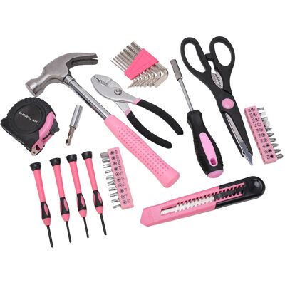 LBVIE Coffret À Outils Ménager Rose Portable De 39 Pièces : Marteau, Tournevis, Clé, Outils De Réparation Et D'Entretien Pour Fille - Publicité LBVIE Coffret À Outils Ménager Rose Portable De 39 Pièces : Marteau, Tournevis, Clé, Outils De Réparation Et D'Entretien Pour Fille - Publicité
