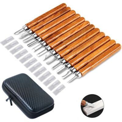 ABYSSE 12pcs Kit D'Outils De Sculpture Sur Bois - Ciseaux De Sculpture Professionnels Manche De Couteau Sculptures De Sculpture - Publicité ABYSSE 12pcs Kit D'Outils De Sculpture Sur Bois - Ciseaux De Sculpture Professionnels Manche De Couteau Sculptures De Sculpture - Publicité