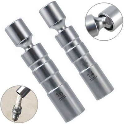 MOXIE Lot De 2 Clés À Bougie D'Allumage 14 Mm, 16 Mm, Candélabres Magnétiques À Douze Pointes Clé À Bougie Universelle Flexible 3/8" Outil De Démontage De Clé À Douille Pour Bougie D'Allumage (court) - Publicité MOXIE Lot De 2 Clés À Bougie D'Allumage 14 Mm, 16 Mm, Candélabres Magnétiques À Douze Pointes Clé À Bougie Universelle Flexible 3/8" Outil De Démontage De Clé À Douille Pour Bougie D'Allumage (court) - Publicité