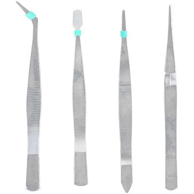 WEYTOLL Pincettes À Pointe De Réglage, Coude En Acier Inoxydable, Outils De Serrage Électroniques Précis 4 Pièces - Publicité WEYTOLL Pincettes À Pointe De Réglage, Coude En Acier Inoxydable, Outils De Serrage Électroniques Précis 4 Pièces - Publicité