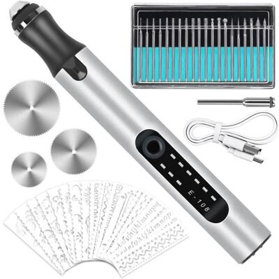 HONORNIC Stylo Graveur Lectrique,outils De Gravure Usb Rechargeable Multifonction Mini Stylo De Graver Avec 20 Bits Et 16 Pochoirs Po2 - Publicité HONORNIC Stylo Graveur Lectrique,outils De Gravure Usb Rechargeable Multifonction Mini Stylo De Graver Avec 20 Bits Et 16 Pochoirs Po2 - Publicité