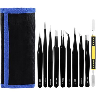 Ecleanfy-10 Pcs Pincettes De Précision Esd, Brucelles Anti-statique Pincettes, Acier Inoxydable Pince Brucelle Pour Tous Types De Réparations - Publicité Ecleanfy-10 Pcs Pincettes De Précision Esd, Brucelles Anti-statique Pincettes, Acier Inoxydable Pince Brucelle Pour Tous Types De Réparations - Publicité