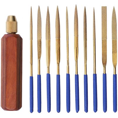 WEYTOLL Ensemble De 11 Petites Limes En Alliage Pour Bijoutiers, Outils De Sculpture Sur Bois, Métal Et Plastique, Manche Hexagonal En Palissandre, Plaqué Or Titane. Publicité WEYTOLL Ensemble De 11 Petites Limes En Alliage Pour Bijoutiers, Outils De Sculpture Sur Bois, Métal Et Plastique, Manche Hexagonal En Palissandre, Plaqué Or Titane. Publicité