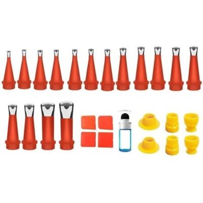 ABYSSE Applicateur De Buse De Calfeutrage En Acier Inoxydable Avec Base, Ensemble D'Outils De Finition De Mastic Pour Joints D'Évier De Cuisine Et De Salle De Bain, Comprend Une Spatule En Silicone - Publicité ABYSSE Applicateur De Buse De Calfeutrage En Acier Inoxydable Avec Base, Ensemble D'Outils De Finition De Mastic Pour Joints D'Évier De Cuisine Et De Salle De Bain, Comprend Une Spatule En Silicone - Publicité