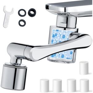 COOCHEER Filtre De Robinet Anticalcaire Rotatif À 1080°, Filtre De Robinet Transparent Avec 5 Éléments Filtrants En Coton Pp, Filtre À Eau De Robinet 2 Modes Pour Cuisine Et Salle De Bain (argent 1) - Publicité COOCHEER Filtre De Robinet Anticalcaire Rotatif À 1080°, Filtre De Robinet Transparent Avec 5 Éléments Filtrants En Coton Pp, Filtre À Eau De Robinet 2 Modes Pour Cuisine Et Salle De Bain (argent 1) - Publicité