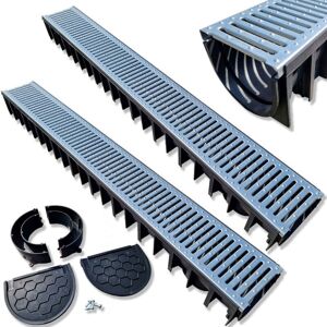 OEM Kit 2 Mètres Caniveaux Grille Acier Galvanisé + Accessoires - Aco Line Eco - Publicité OEM Kit 2 Mètres Caniveaux Grille Acier Galvanisé + Accessoires - Aco Line Eco - Publicité