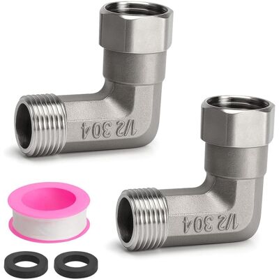 GRASSLIN 2 Pcs Raccord, Tube Fileté 1/2 Pouce, Acier Inoxydable, Coude 90 Degrés, Dn15, Pour Chauffe-eau - Publicité GRASSLIN 2 Pcs Raccord, Tube Fileté 1/2 Pouce, Acier Inoxydable, Coude 90 Degrés, Dn15, Pour Chauffe-eau - Publicité