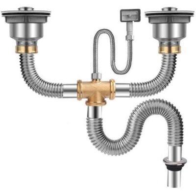ABYSSE Vidage Complet Évier En Acier Inoxydable, Double Évier, Tuyau De Raccordement, Diamètre Du Tuyau De Vidange 80 Mm - Publicité ABYSSE Vidage Complet Évier En Acier Inoxydable, Double Évier, Tuyau De Raccordement, Diamètre Du Tuyau De Vidange 80 Mm - Publicité