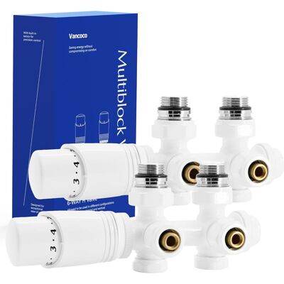 RYTTGOP 2 Pièces - Kit Multibloc - Vanne Thermostatique - Raccordement Central 50mm - Régulation Précise - Pour Radiateur Chauffage - Blanc - 50mm - Publicité RYTTGOP 2 Pièces - Kit Multibloc - Vanne Thermostatique - Raccordement Central 50mm - Régulation Précise - Pour Radiateur Chauffage - Blanc - 50mm - Publicité