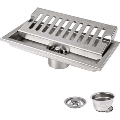 ABYSSE Siphon De Sol, 20 X 10 Cm Siphon De Sol Rectangulaire, Argent Siphon De Sol Avec Grille En Acier Inoxydable, Convient Pour Wc, Salle De Bain, Cuisine, Balcon - Publicité ABYSSE Siphon De Sol, 20 X 10 Cm Siphon De Sol Rectangulaire, Argent Siphon De Sol Avec Grille En Acier Inoxydable, Convient Pour Wc, Salle De Bain, Cuisine, Balcon - Publicité