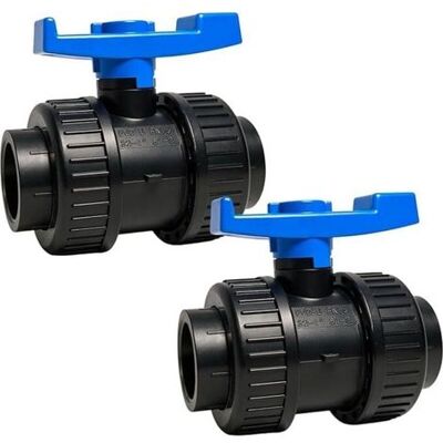 IRISFR Vanne À Boule Pvc Ø 40 Mm - Lot De 2 - Double Union À Coller - Pression Pn16 Bars - Résistante Aux Produits Chimiques (60°c) - Pour Piscine, Jardin, Arrosage, Plomberie - Poignée Bleue - Publicité IRISFR Vanne À Boule Pvc Ø 40 Mm - Lot De 2 - Double Union À Coller - Pression Pn16 Bars - Résistante Aux Produits Chimiques (60°c) - Pour Piscine, Jardin, Arrosage, Plomberie - Poignée Bleue - Publicité