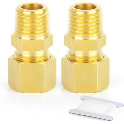 GRASSLIN 2 Pièces Raccord, Laiton, 10 Mm, Filetage Bsp 1/2", Droite, Pour Tuyau - Publicité GRASSLIN 2 Pièces Raccord, Laiton, 10 Mm, Filetage Bsp 1/2", Droite, Pour Tuyau - Publicité
