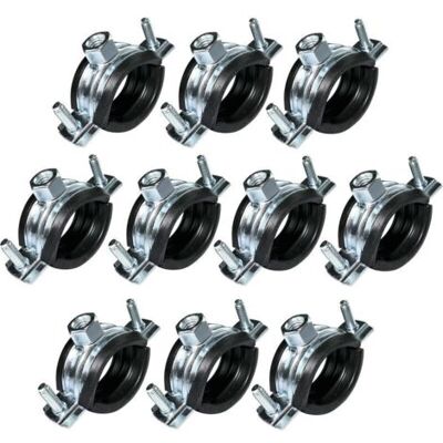 ABYSSE Lot De 10 Collier Isophonique -support Fixation Avec Joint - Pour Tuyau Ø 1'' 32-36mm - En Acier Zingué - À Visser М8/м10 - Publicité ABYSSE Lot De 10 Collier Isophonique -support Fixation Avec Joint - Pour Tuyau Ø 1'' 32-36mm - En Acier Zingué - À Visser М8/м10 - Publicité