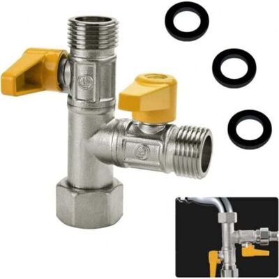 ABYSSE Vanne 3 Voie Raccord T Robinet Wc Douchette G 1/2 Vanne De Dérivation De Douche Valve En Laiton Avec 3 Rondelles En Caoutchouc Pour Salle De Bain, Cuisine - Publicité ABYSSE Vanne 3 Voie Raccord T Robinet Wc Douchette G 1/2 Vanne De Dérivation De Douche Valve En Laiton Avec 3 Rondelles En Caoutchouc Pour Salle De Bain, Cuisine - Publicité
