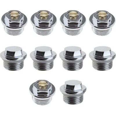 FANGMEDIA 10pcs 1/2 Pouce Radiateur Manuel Purge D'Air Vannes Et 5pcs Bouchons D'Obturation Avec Connexion De Filetage Joint Torique Scellé - Publicité FANGMEDIA 10pcs 1/2 Pouce Radiateur Manuel Purge D'Air Vannes Et 5pcs Bouchons D'Obturation Avec Connexion De Filetage Joint Torique Scellé - Publicité