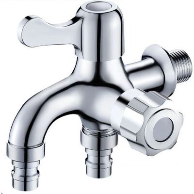 ABYSSE Robinet De Lavabo Double Sortie En Cuivre, Raccord De Tuyau D'Eau Double, Tuyau De Dérivation Pour Machine À Laver, Adaptateur De Robinet Double Sortie Pour Lavabo (argenté) - Publicité ABYSSE Robinet De Lavabo Double Sortie En Cuivre, Raccord De Tuyau D'Eau Double, Tuyau De Dérivation Pour Machine À Laver, Adaptateur De Robinet Double Sortie Pour Lavabo (argenté) - Publicité