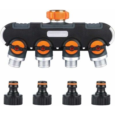 OEM Distributeur 4 Voies, Séparateur De Tuyau, Débit D'Eau Réglable Et Verrouillable Distributeur Pour L'Irrigation Du Jardin 3/4'' Connecteur-dou - Publicité OEM Distributeur 4 Voies, Séparateur De Tuyau, Débit D'Eau Réglable Et Verrouillable Distributeur Pour L'Irrigation Du Jardin 3/4'' Connecteur-dou - Publicité