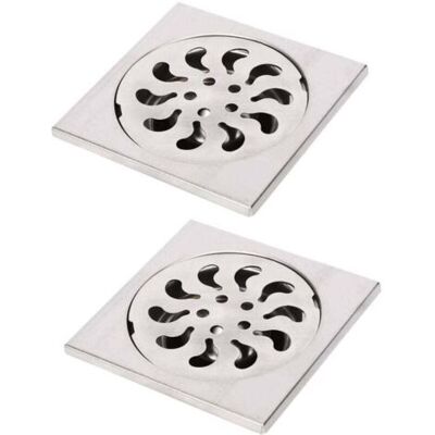 OEM 2pcs Siphon De Sol Acier Inoxydable, Grille De Douche Carrée Filtre De Douche Drain De Douche Attrape Cheveux Pour Salle De Bain, 90x90x30mm - Publicité OEM 2pcs Siphon De Sol Acier Inoxydable, Grille De Douche Carrée Filtre De Douche Drain De Douche Attrape Cheveux Pour Salle De Bain, 90x90x30mm - Publicité