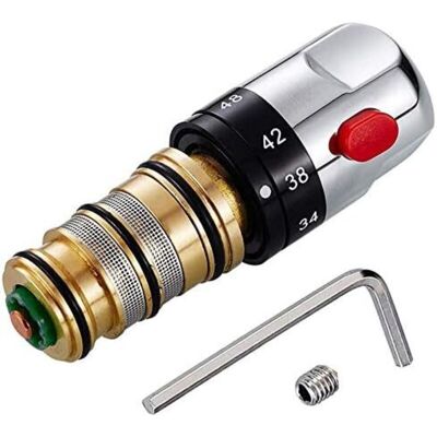 MOXIE Mitigeur Thermostatique Mélangeur D'Eau, Laiton Solide Cartouche De Cuivre Contrôle De Température Robinet Robinet Raccords De Robinet - Publicité MOXIE Mitigeur Thermostatique Mélangeur D'Eau, Laiton Solide Cartouche De Cuivre Contrôle De Température Robinet Robinet Raccords De Robinet - Publicité