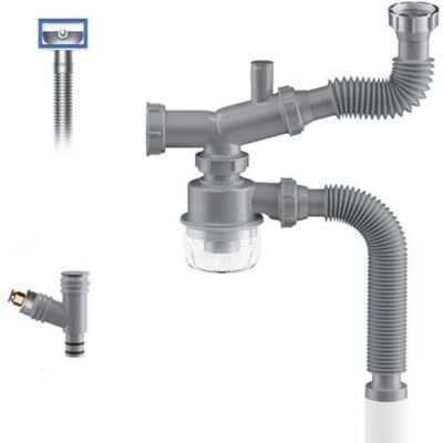 ABYSSE Kit De Vidange Pour Broyeur À Déchets, Siphon En P Pour Évier De Cuisine 1 1/2, Gain De Place, Visible, Anti-obstruction, Anti-odeur, Double Bonde D'Évier Facile À Nettoyer - Publicité ABYSSE Kit De Vidange Pour Broyeur À Déchets, Siphon En P Pour Évier De Cuisine 1 1/2, Gain De Place, Visible, Anti-obstruction, Anti-odeur, Double Bonde D'Évier Facile À Nettoyer - Publicité