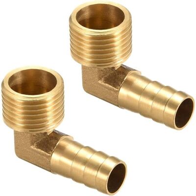 Melissa Raccord Cannelé Tuyau Barbillon Laiton 90° Coude 12mm Barbelé X1/2" G Mâle Tuyau 2pcs - Publicité Melissa Raccord Cannelé Tuyau Barbillon Laiton 90° Coude 12mm Barbelé X1/2" G Mâle Tuyau 2pcs - Publicité
