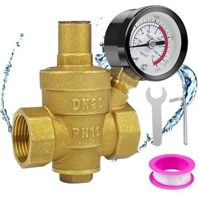 NALOOKAMIC Dn20 Réducteur De Pression D'Eau, Reducteur De Pression Eau, Pression D'Eau Réglable, Régulateur De Pression D'Eau, Réduction De Pression D'Eau Réglable En Laiton Avec Manomètre Compteur - Publicité NALOOKAMIC Dn20 Réducteur De Pression D'Eau, Reducteur De Pression Eau, Pression D'Eau Réglable, Régulateur De Pression D'Eau, Réduction De Pression D'Eau Réglable En Laiton Avec Manomètre Compteur - Publicité
