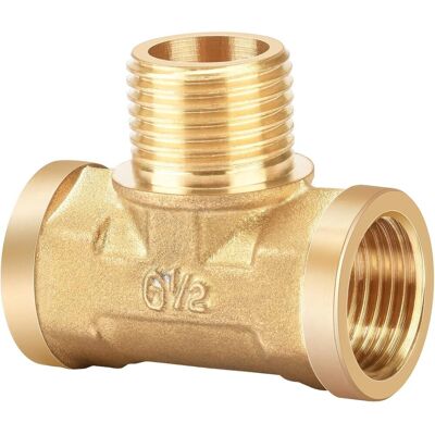 GRASSLIN 1 Pièce En T 1/2", Raccord Laiton, Filetage Intérieur, Chauffage, Irrigation, Plomberie - Publicité GRASSLIN 1 Pièce En T 1/2", Raccord Laiton, Filetage Intérieur, Chauffage, Irrigation, Plomberie - Publicité